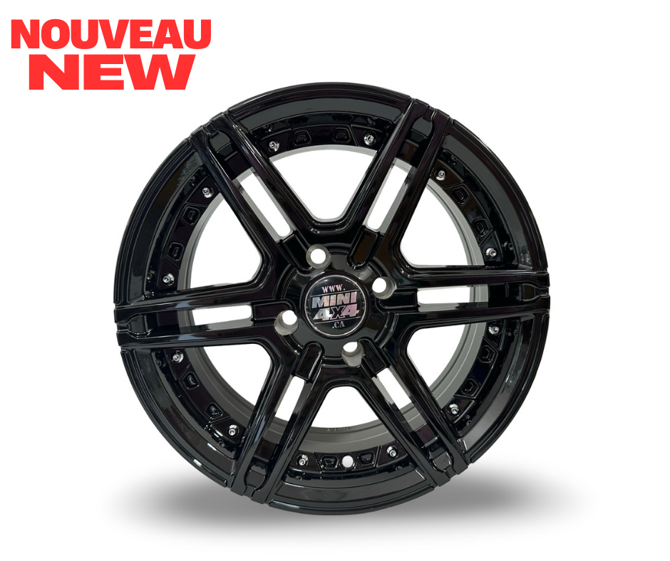 Roue 14 pouces 12-branches, 4x100, 14x6 15mm offset - Noir