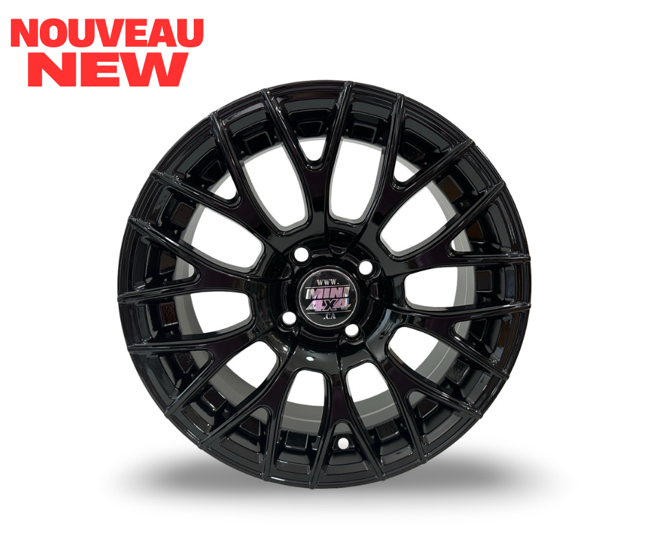 Roue 14 pouces multibranches, 4x100, 14x6 18mm offset - Noir
