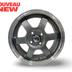Roue 14 pouces, 4x100, 14x5.5 35mm offset - Gris & usiné
